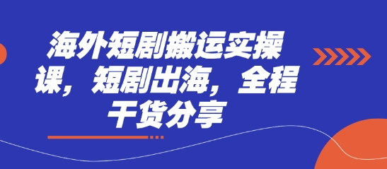 海外短剧搬运实操课，短剧出海，全程干货分享-加成