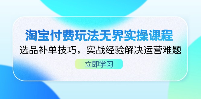 （14344期）淘宝付费玩法无界实操课程，选品补单技巧，实战经验解决运营难题-加成