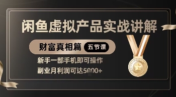 精品！闲鱼虚拟产品实战讲解，新手一部手机即可操作，副业月利润可达5k+-加成