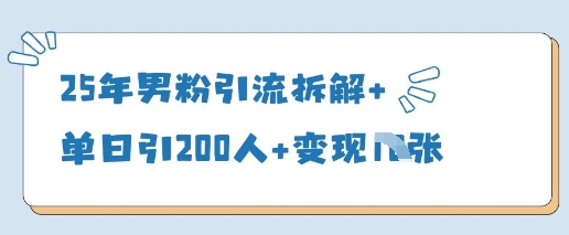 25年男粉引流拆解+单日引200人+变现多张-加成