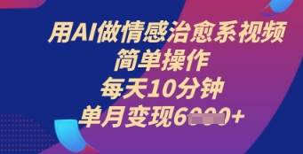 用AI做情感治愈系视频，简单操作，每天10分钟，单月变现6k+-加成