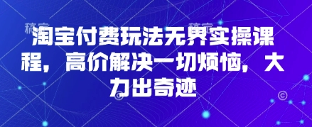 淘宝付费玩法无界实操课程，高价解决一切烦恼，大力出奇迹-加成