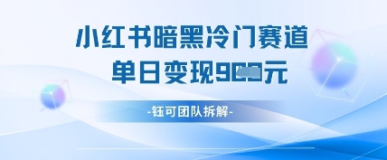 小红书冷门”暗黑”赛道，单日收益多张-加成