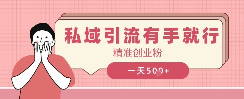私域引流有手就行，日引500+精准创业粉-加成