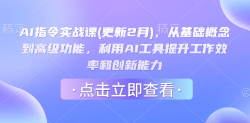 AI指令实战课(更新2月)，从基础概念到高级功能，利用AI工具提升工作效率和创新能力-加成