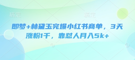 即梦+林黛玉完爆小红书商单，3天涨粉1千，靠怼人月入5k+-加成