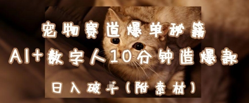 宠物赛道爆单秘籍：AI+数字人10分钟造爆款，日入1k-加成