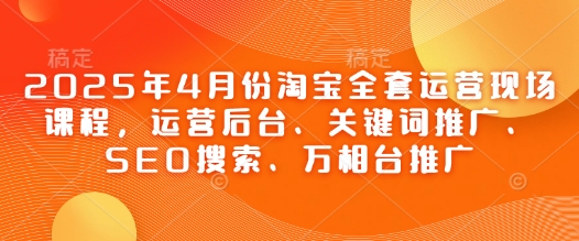 2025年4月份淘宝全套运营现场课程，运营后台、关键词推广、SEO搜索、万相台推广-加成