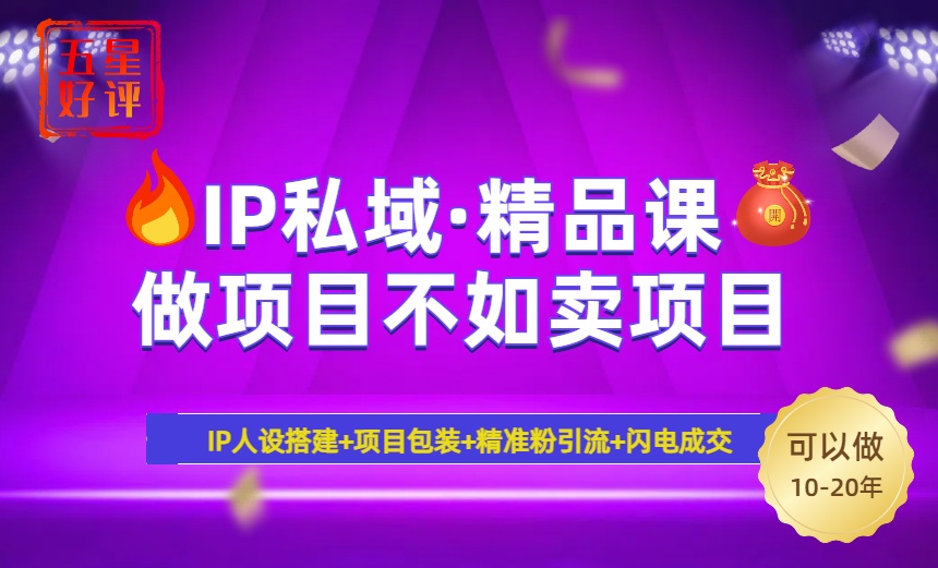 （14406期）2025年“IP私域·密训精品课”，日赚3000+小白避坑年赚百万，暴力引流...-加成