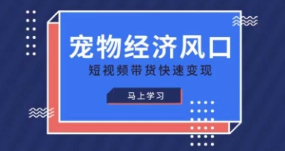 宠物赛道快速变现精品课，宠物经济风口，短视频带货快速变现-加成