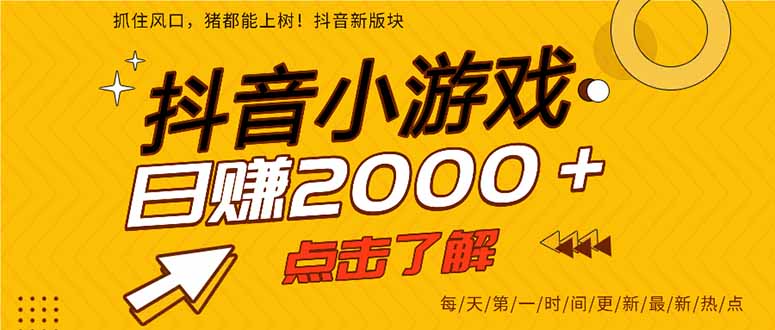（14319期）抖音小游戏，最新风口项目，亲测单游戏2000+感兴趣点击了解。-加成