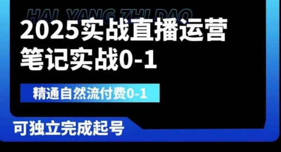 2025实战直播运营0-1，精通自然流付费0-1，可独立完成起号-加成
