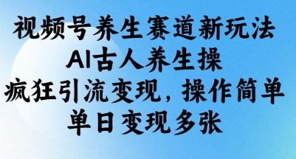 视频号养生赛道新玩法，AI古人养生操，疯狂引流变现，操作简单，单日变现多张-加成