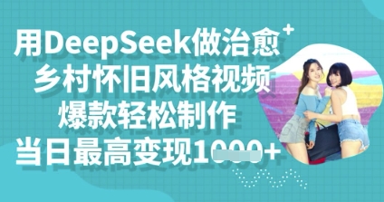 用DeepSeek做治愈乡村怀旧风格视频，爆款轻松制作，当日最高变现多张-加成