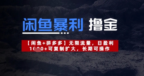 闲鱼暴利撸金无限流量，日盈利几张，可复制扩大，长期可操作-加成